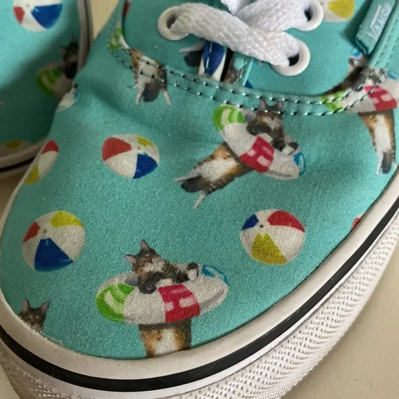 Vans kitty cat beach Val pool party teal shoes lo size 9 womens kawaii summer - Picture 3 of 8